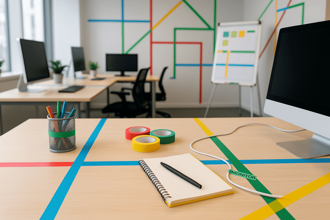 Smart Uses of Coloured Masking Tape in Offices & Workspaces