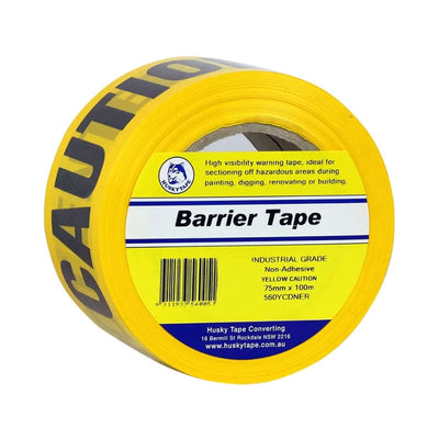 Caution Printed Barricade Tape- Yellow 75mm x 100m